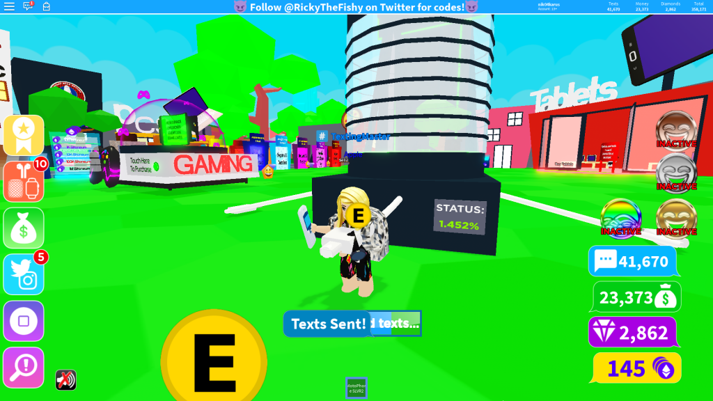 Texting Game On Roblox Code