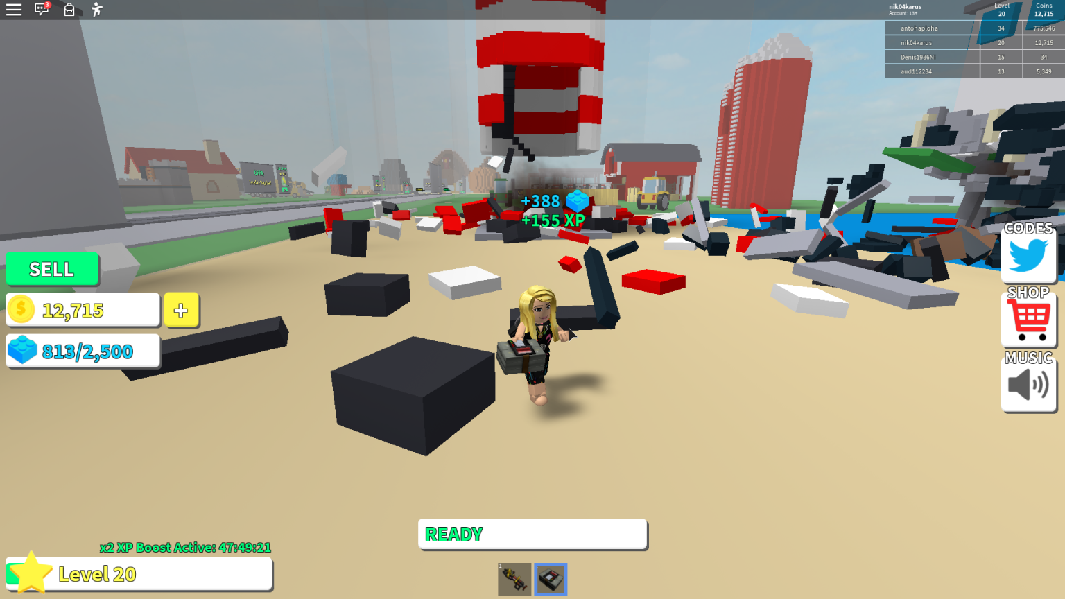 Коды в roblox land